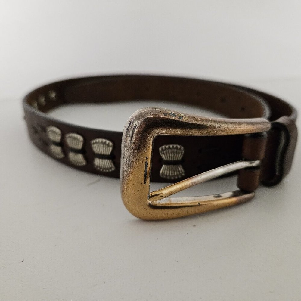 Fossil Size Small 25-39 Inch Brown Leather Belt with Metal stations‎